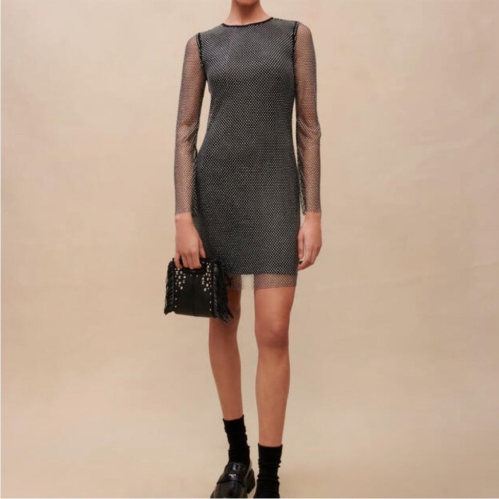 Maje Black and White Mini Dress